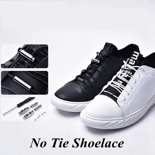 1 pair of elastic buckle shoelaces in black, providing a no-tie solution for comfortable and adjustable footwear